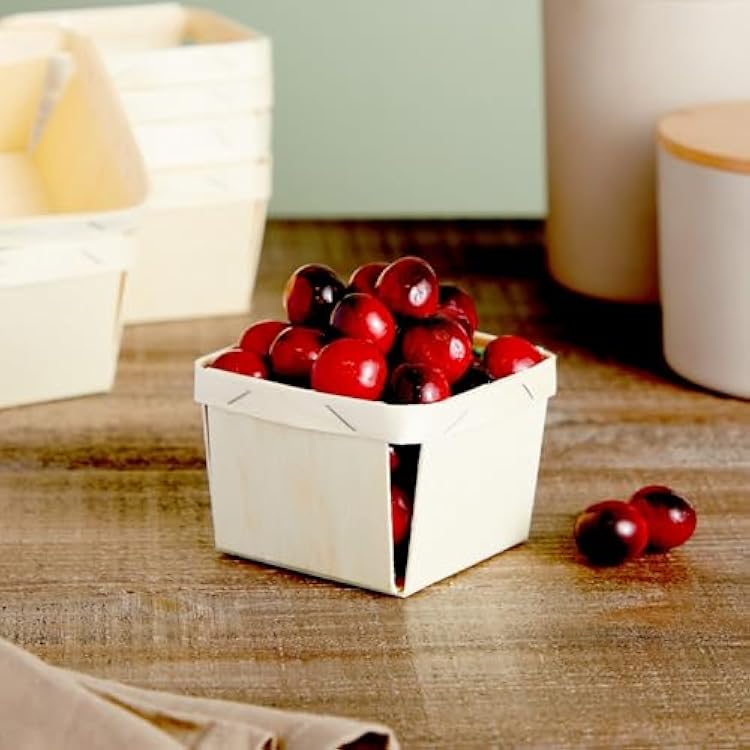 Bright Creations Berry Basket - 10-Pack, 1-Pint, 4-Inch Square, Natural Wood - Produce Boxes