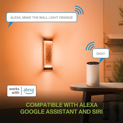 Image of ASD LED 18 inch Bubble Glass Wall Light Fixture, Outdoor & Indoor Seeded Sconce | RGBW, Smart, Up-Down Glow, Waterproof, ETL Listed | 22W 450LM 3000-5000K 100-277V | Exterior Porch Lighting | Black