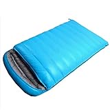 Saco De Dormir Doble De Plumón, Plumón De Pato Blanco Saco De Dormir Envolvente Impermeable Y Resistente Al Desgarro para Caminatas, Mochileros Y Campamentos,Azul