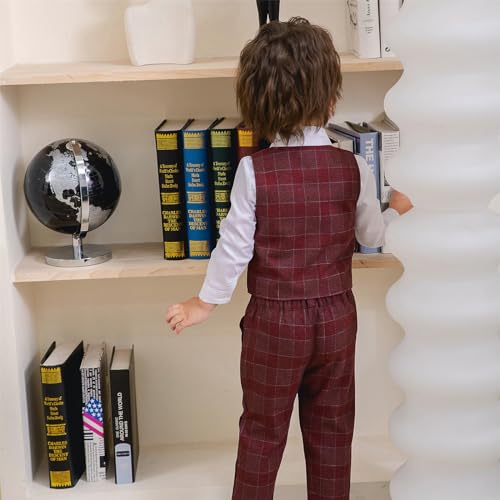 Image of Volunboy Toddler Suit Boys Formal Wedding Guest Dress Outfit | graduation dress clothes, gentleman ring bearer bowtie outfit, back-to-school pants set, birthday photoshoot dressy outfit