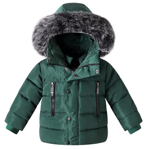 Baby Boy Puffer Jacket Girl Winer Coat with Faux Fur Hood Unisex Quilted Clothes