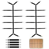 VEGCOO 6 Stück Bettlakenspanner Verstellbar, Elastische Matratzenhalter mit 2 Stück 12 Metallklammern + 4 Stück 2 Metallklammern, Bettlaken Spanngurte für Bettwäsche Tischtücher Matratzen
