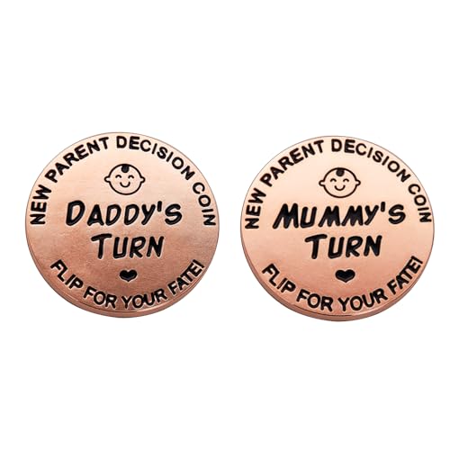 Image of New Dad Mom Gifts Funny Decision Making Coin, New Baby Gift for Parent Mummy Daddy Pregnancy Women First Time to be Moms Dads Mother's Day Double Sided