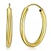 14k REAL Yellow Gold 2mm Thickness Endless Hoop Earrings (25 x 25 mm)