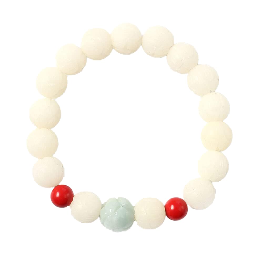 oiujhgCDS Buddhist prayer beads, Buddhist Prayer Beads Bracelet,bead bracelet,White Jade Bodhi Root Lotus Hand String Buddha Rosary
