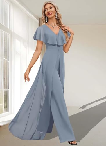 Mother of The Bride Pant Suits for Wedding 2 Pieces Chiffon Pantsuits for Wedding Guest Jumpsuit for Women3
