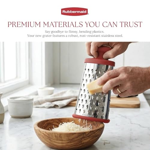 Rubbermaid Stainless Steel Cheese Grater - 9.5" Oval Handheld Box Grater with EZ Grip Handle - Multi-Surface Food & Cheese Shredder | Zester & Graters for Kitchen - Dishwasher Safe - image 2