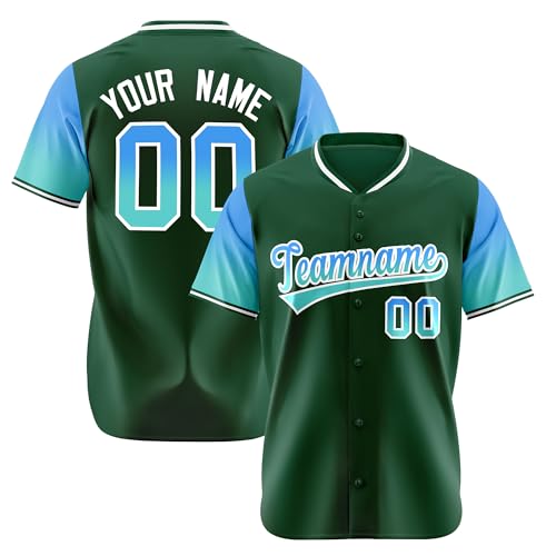 Camiseta de béisbol personalizada de manga corta con diseño degradado y nombres, números y logo para adultos, jóvenes y niños miniatura 1