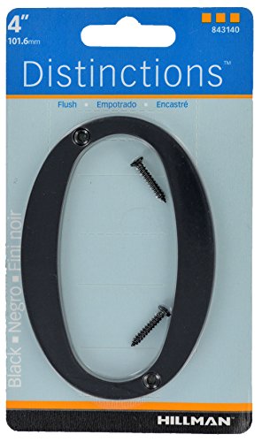 Distinctions 843140 Black Flush-Mount 4-Inch House Number 0 #TOP1