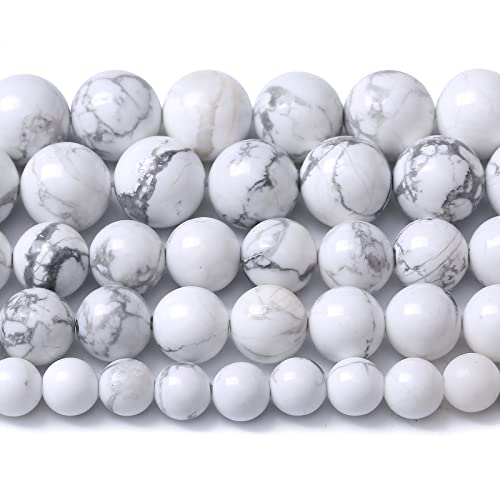 32pcs 12mm AAA Natural Stone Beads White Howlite Turquoises Round Loose Beads for Jewelry Making DIY Bracelet (White Howlite Turquoises, 12mm)