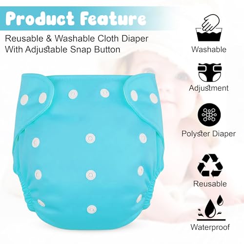 Image of GLUN Reusable Baby Cloth Diapers Combo, Pack of 2 Shiny Blue Colour Comfort & Protection, Leakproof & High Absorption