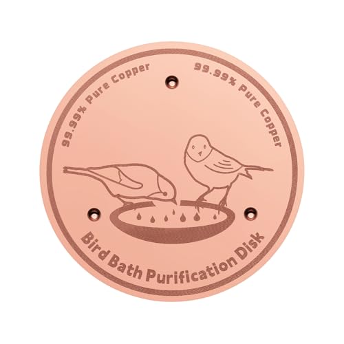 BKMAMLAB 1-Pack 99.99% Pure Copper Bird Bath Purification Disk,Copper Disc with Stable Triple-Point Support,Fits All Outdoor Bird Baths(Round)