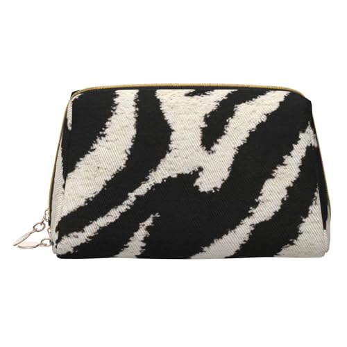 Bolsa de almacenamiento de piel de animal de cebra con cremallera para artículos diversos, White, Talla única