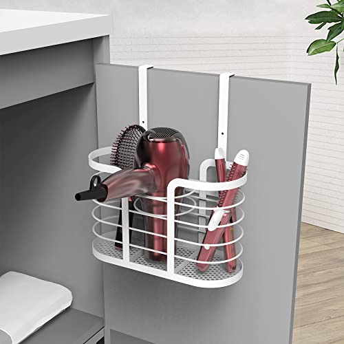 YIGII Hair Dryer Holder - White Hair Tool Organizer 3-in-1 Blow Dryer Holder Cabinet Door, Bathroom Organizer Hair Styling Tools Storage for Hair Dryer, Flat Irons, Hair Straighteners, 3 Sections - Thumbnail 3