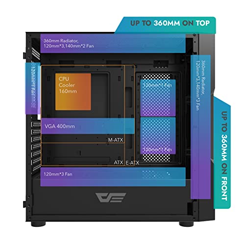 Darkflash Dk431 Pc Case Atx Mid Tower Case High Cooling Performance High Compatibility Gaming Case With Usb 3.0 Interface (Black) #TOP5