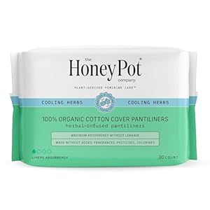 The Honey Pot Company – Herbal Panty Liners for Women – Everyday Liners – Infused w/Essential Oils for Cooling Effect & Organic Cotton Cover – Feminine Care – FSA & HSA Eligible – 30 ct