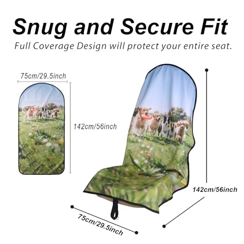 Image of Car Seat Cover Protector Front Seats,for Gym Workout,Running,Swimming,Beach and Hiking,Waterproof Sweat Towel Bucket Seat Covers for Cars SUV Trucks (Dog Print, 1Pcs)