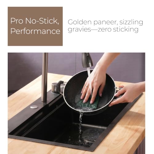 Image of Lifelong Non-Stick Frying Kadai with Glass Lid | 2 Litre & 22 Cm | Induction and Gas Compatible Cookware Kadhai|No Burnt Food |Scratch Resistant for Cooking Curry, Dal, Rice & Biryani(LLKA01, Black)