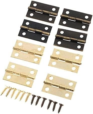 10Pcs Antique Bronze Gold Furniture Cabinet Drawer Door Butt Hinge Decorative for Jewelry Box with Screws 24 * 16mm Hinges (Color : Bronze)