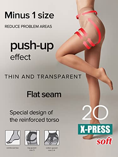 Conte High Waist Control Top Push Up Shaping Sheer Pantyhose Tights X-Press 20 Den3