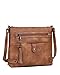 FADEON Large Crossbody Bags Purses for Women Crossbody Bag, Designer Faux Leather Cross Body Purse Multi Pocket Shoulder Bag Brown