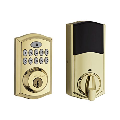 Kwikset 99130-001 SmartCode 913 Non-Connected Keyless Entry Electronic Keypad Deadbolt Door Lock Featuring SmartKey Security, Traditional Polished Brass