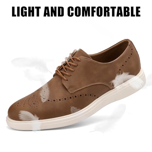 Image of JITAI Men's Casual Oxford Dress Shoes Classic Modern Business Lace-up Wingtip Shoes