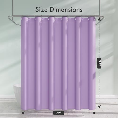 Image of Amazer Lavender Purple Shower Liner Cloth Waterproof, Soft Shower Curtain Liner Fabric with Weighted Stones, Washable Shower Curtain and Liner 2-in-1, 120G Heavy Duty, 12 Grommet Holes, 72 x 72 Inches