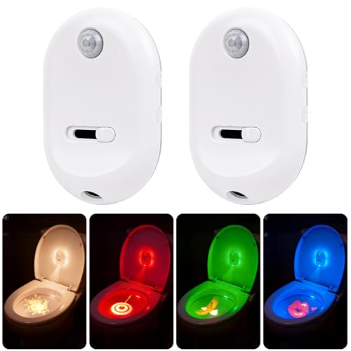 2 Pack Toilet Night Light Motion Sensor 4 Projection Patterns,