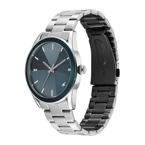 Image of Fastrack Stunners XI with Quartz Analog Teal Dial Silver Stainless Steel Strap Watch for Men - 38215KM01