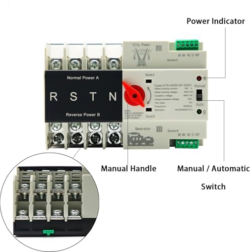 Interruptor de Transferencia Automática ATS 100A para solucionar apagones y cortes de corriente 380V 4