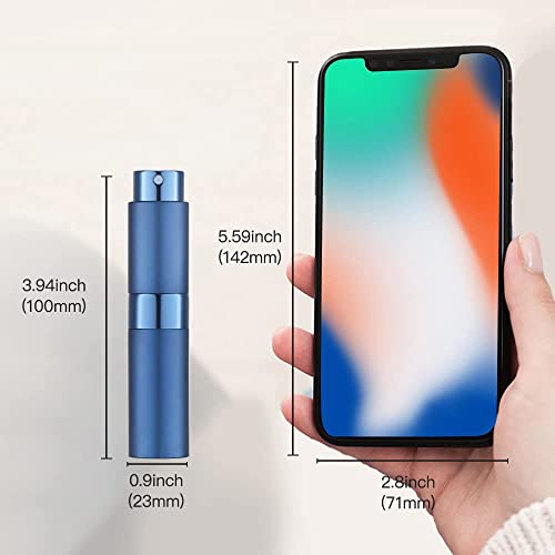 Image of 10ML Mini Perfume Atomizer Spray Bottle, Empty Refillable Glass Travel Cologne Sprayer for Men & Women with Refill Tools (Blue-1)