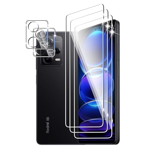DXULWLM 3+2 Piezas Cristal Templado para Xiaomi Redmi Note 12 Pro 5G,con protector de Lente de cámara,HD transparente,Dureza 9H,Sin Burbujas,Anti Arañazo Protector de Pantalla