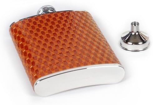 Concord 6 Oz Tan Leather Basket Weave Whiskey Flask