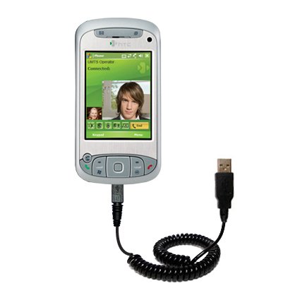 USB Charging Data Coiled Cable for The HTC TyTN Will Charge and Data sync with one Unique TipExchange Enabled Cable