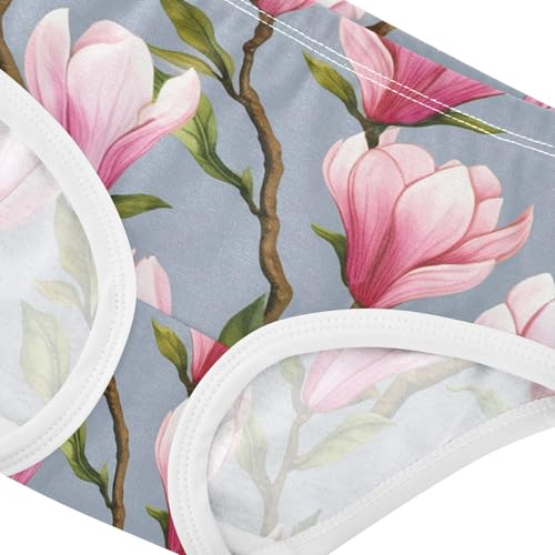 Pink Magnolia Flowers Leaves Toddler Underwear Floral 2t Cotton Panties Little Girl Artistic Briefs Girls Undies4