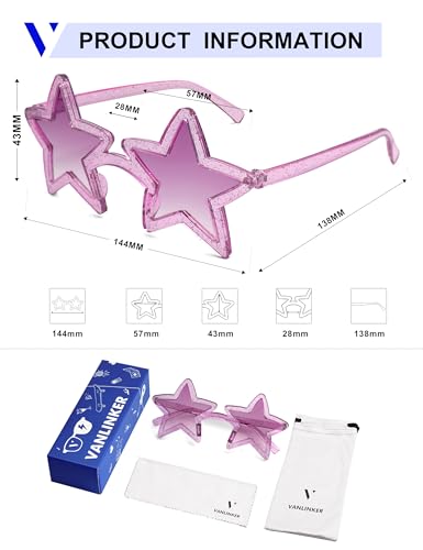 Image of VANLINKER Colorful Star Shape Sunglasses lovely cute sun glasses Party Glasses VL9839