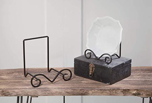 Tripar 9" Large Black Metal Scroll Display Rack Easel For Bowls, Platters, Cookbooks, Plates, And Artwork #TOP4