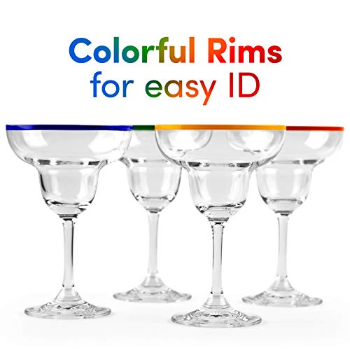 Glassique Cadeau 10 Oz Margarita Cocktail Glasses + Colorful Party Rims thumb #3