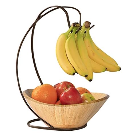 Seville Classics Premium-Bambus-Obstschale mit Stahl-Bananenbaumhaken Cover