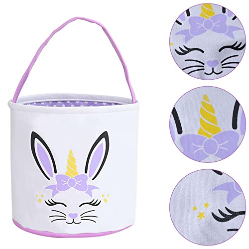 Image of Easter Basket Bags, WOVTE Bunny Easter Basket, Easter Eggs /Gift Baskets for Kids, Bunny Bucket for Easter Eggs,Toys, Candy,Gifts (Purple)