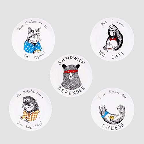 IFHOME Porcelain Dinner Plates Set of 5, Kids Dessert Salad Pasta Plates Tableware