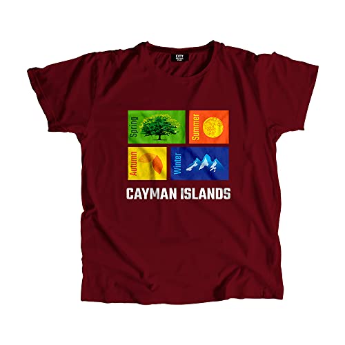 T-shirt Cayman Islands Seasons bordeaux pour homme et femme look vacances décontracté
