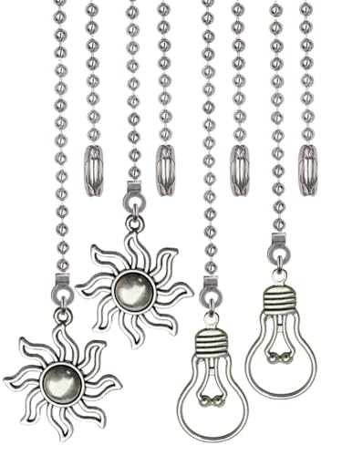 Aiyonoyia 4 Pack Ceiling Fan Pull Chain, 12 Inch Pull Chains Extension Ornaments (Fan and Bulb...