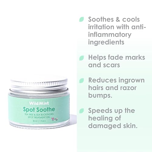 WildMint Spot Soothe Natural Spot Treatment Gel | Reduces Breakouts, Scars & Irritation | Tea Tree Healing Serum for Acne Prone Skin, Blemishes, Redness & Ingrown Hairs | Cruelty-Free UK Skincare 30ml - Image 3