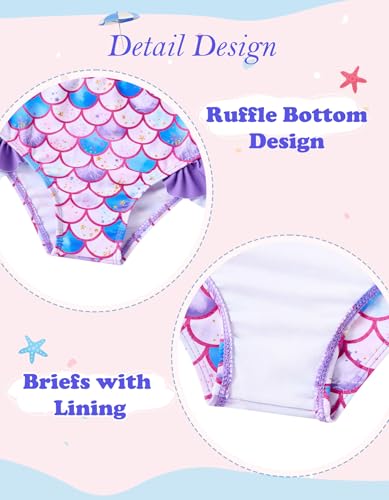 Image of Little Girls Two Piece Mermaid Bikini Set Ruffle Adjustable Summer Beach Bathing Swimsuit 3-7 Years for Kids