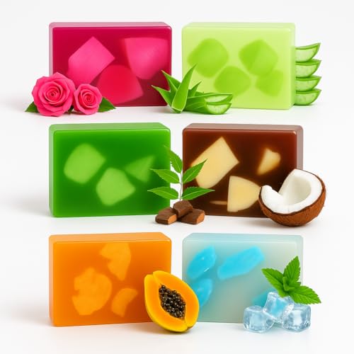 Image of Handmade Natural Bath Soap - | Herbal, Sulphate-Free, Moisturizing Skin Soap Bars for Men & Women | Luxury Ayurvedic Bathing Bars - 100g Each (6, ALL SIX SOAP COMBO)