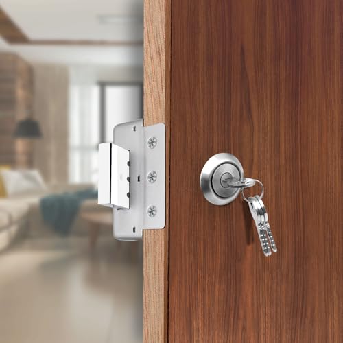 Image of VOLO Heavy Duty Tri-Bolt Rim Lock - Secure Dead Lock with Keys for Main Door, Single & Double Doors, Left & Right-Handed Use - Ideal for Home & Office (Pack of 1) (MT-04 (Satin))