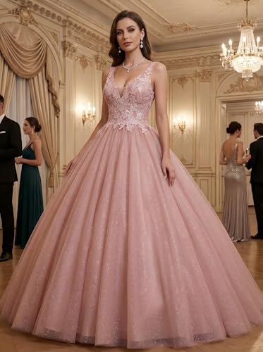 Image of Women's Beading Sweetheart Ball Gown Tulle Layed Long Quinceanera Dress
