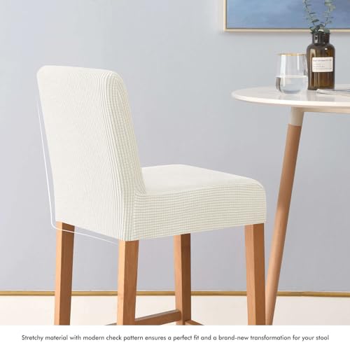Lot de 2 housses de tabouret extensible et lavable beige - 6